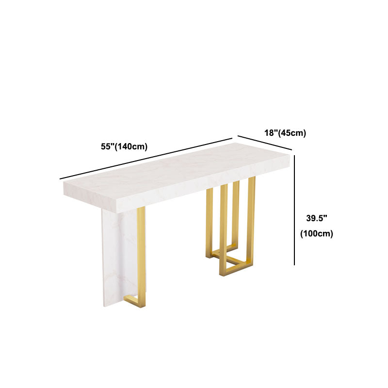 White Marble Top Bar Table Glam Metal and Stone Frame Pub Table Clearhalo 'Bar Furniture' 'Bar Tables' 'bar_tables' 'furn' 'furn_bar_tables' 'Furniture' 'Kitchen & Dining Furniture' 5465892