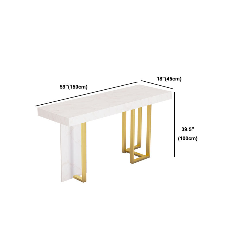 White Marble Top Bar Table Glam Metal and Stone Frame Pub Table Clearhalo 'Bar Furniture' 'Bar Tables' 'bar_tables' 'furn' 'furn_bar_tables' 'Furniture' 'Kitchen & Dining Furniture' 5465893