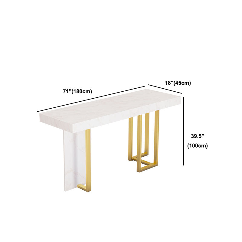 White Marble Top Bar Table Glam Metal and Stone Frame Pub Table Clearhalo 'Bar Furniture' 'Bar Tables' 'bar_tables' 'furn' 'furn_bar_tables' 'Furniture' 'Kitchen & Dining Furniture' 5465895
