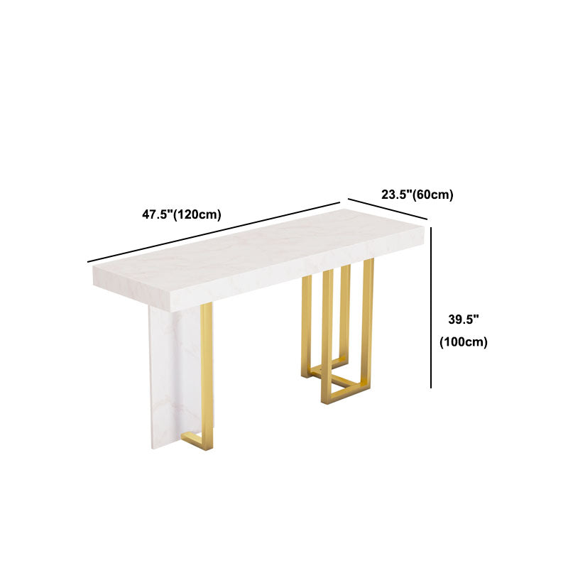 White Marble Top Bar Table Glam Metal and Stone Frame Pub Table Clearhalo 'Bar Furniture' 'Bar Tables' 'bar_tables' 'furn' 'furn_bar_tables' 'Furniture' 'Kitchen & Dining Furniture' 5465896
