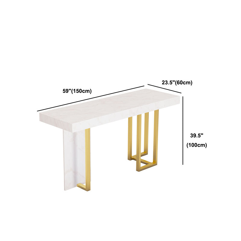 White Marble Top Bar Table Glam Metal and Stone Frame Pub Table Clearhalo 'Bar Furniture' 'Bar Tables' 'bar_tables' 'furn' 'furn_bar_tables' 'Furniture' 'Kitchen & Dining Furniture' 5465899