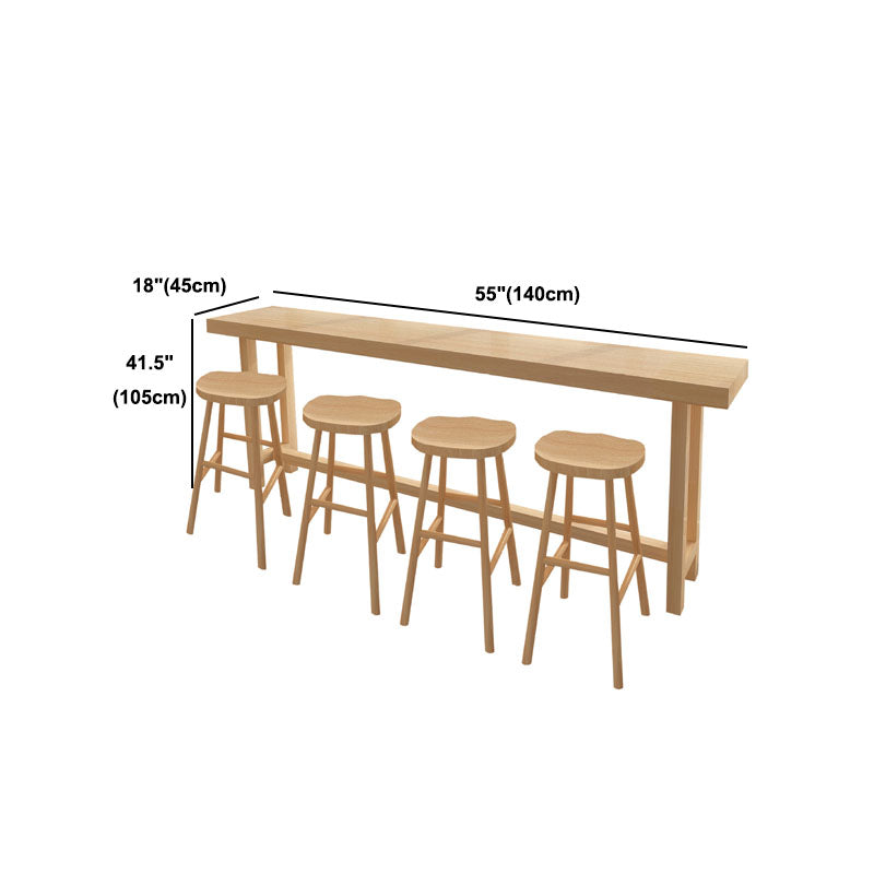 Tavolo da bar rettangolo in stile contemporaneo banda da bar in legno massello con base di cavalletto