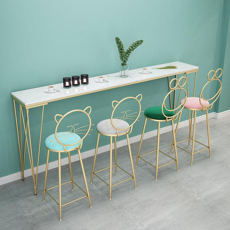 Glam Style Rectangle Bar Table Bar-Height Bistro Pub Table with 4 Legs Marble Gold Clearhalo 'Bar Furniture' 'Bar Tables' 'bar_tables' 'furn' 'furn_bar_tables' 'Furniture' 'Kitchen & Dining Furniture' 5465960