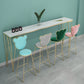Glam Style Rectangle Bar Table Bar-Height Bistro Pub Table with 4 Legs 94.5"L x 15.7"W x 41.3"H Marble Gold Clearhalo 'Bar Furniture' 'Bar Tables' 'bar_tables' 'furn' 'furn_bar_tables' 'Furniture' 'Kitchen & Dining Furniture' 5465962