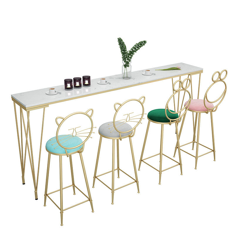 Glam Style Rectangle Bar Table Bar-Height Bistro Pub Table with 4 Legs Clearhalo 'Bar Furniture' 'Bar Tables' 'bar_tables' 'furn' 'furn_bar_tables' 'Furniture' 'Kitchen & Dining Furniture' 5465964