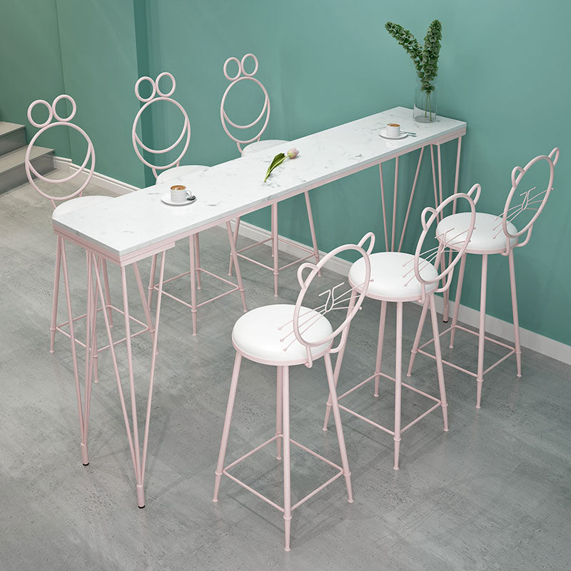 Glam Style Rectangle Bar Table Bar-Height Bistro Pub Table with 4 Legs Clearhalo 'Bar Furniture' 'Bar Tables' 'bar_tables' 'furn' 'furn_bar_tables' 'Furniture' 'Kitchen & Dining Furniture' 5465965