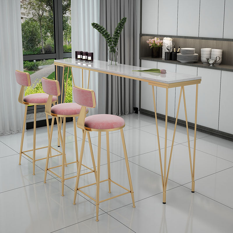 Glam Style Rectangle Bar Table Bar-Height Bistro Pub Table with 4 Legs Clearhalo 'Bar Furniture' 'Bar Tables' 'bar_tables' 'furn' 'furn_bar_tables' 'Furniture' 'Kitchen & Dining Furniture' 5465969