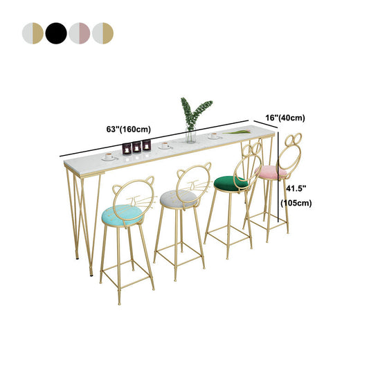 Tavolo da bar rettangolo in stile glam bar-height bistro pub con 4 gambe
