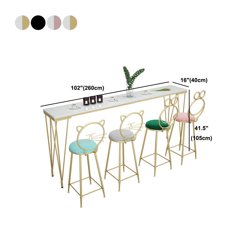 Glam Style Rectangle Bar Table Bar-Height Bistro Pub Table with 4 Legs Clearhalo 'Bar Furniture' 'Bar Tables' 'bar_tables' 'furn' 'furn_bar_tables' 'Furniture' 'Kitchen & Dining Furniture' 5465976