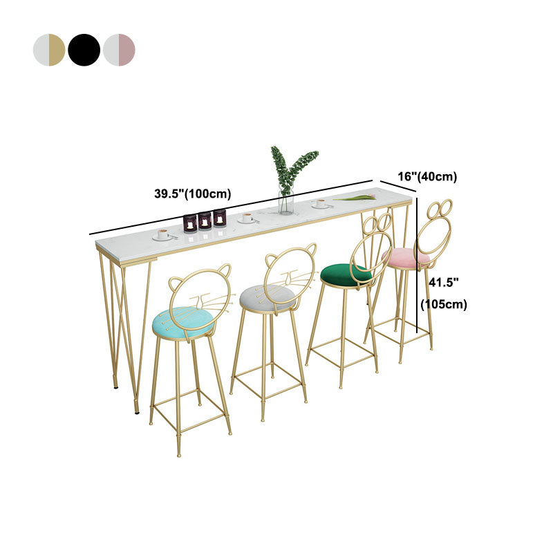 Glam Style Rectangle Bar Table Bar-Height Bistro Pub Table with 4 Legs Clearhalo 'Bar Furniture' 'Bar Tables' 'bar_tables' 'furn' 'furn_bar_tables' 'Furniture' 'Kitchen & Dining Furniture' 5465980