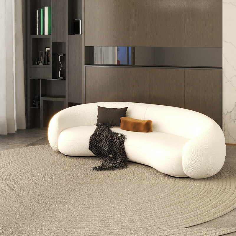 Contemporary Tight Back Settee Bench Curved Settee Couch in Grey/white Wool Clearhalo 'furn' 'furn_sofas' 'Furniture' 'Living Room Furniture' 'Sofa' 'sofas' 5468884