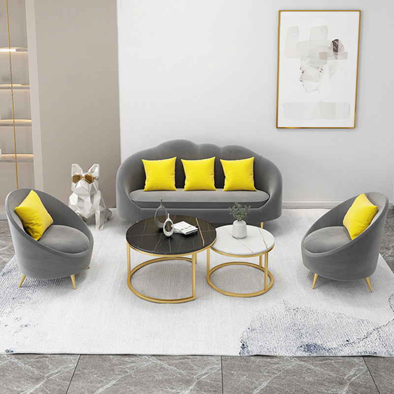 Velvet Sloped Arm Sofa Contemporary Standard Sofa with Sewn Pillow Back Clearhalo 'furn' 'furn_sofas' 'Furniture' 'Living Room Furniture' 'Sofa' 'sofas' 5468919