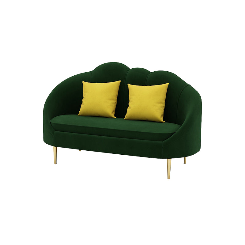 Velvet Sloped Arm Sofa Contemporary Standard Sofa with Sewn Pillow Back 59"L x 25.5"W x 37"H Green Clearhalo 'furn' 'furn_sofas' 'Furniture' 'Living Room Furniture' 'Sofa' 'sofas' 5468929