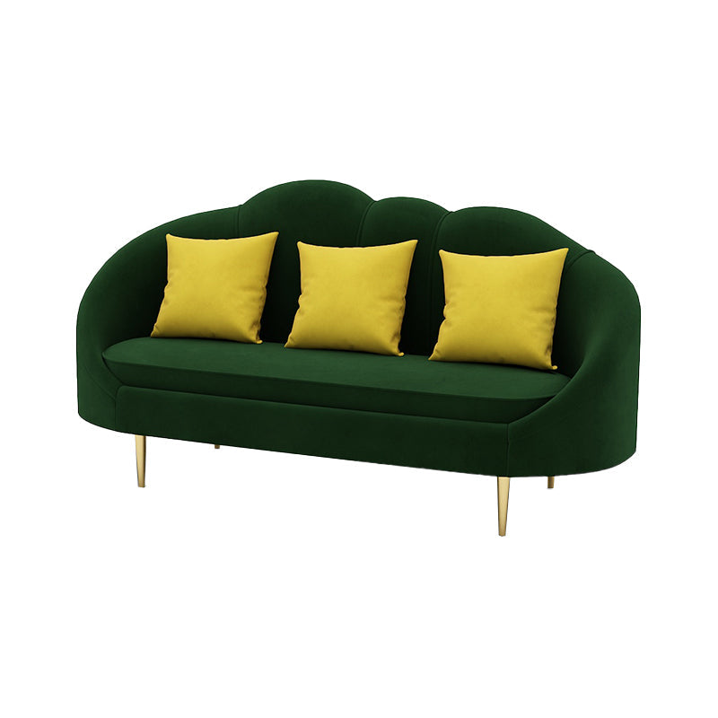 Velvet Sloped Arm Sofa Contemporary Standard Sofa with Sewn Pillow Back 71"L x 25.5"W x 37"H Green Clearhalo 'furn' 'furn_sofas' 'Furniture' 'Living Room Furniture' 'Sofa' 'sofas' 5468934