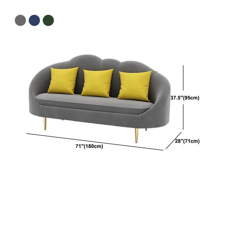 Velvet Sloped Arm Sofa Contemporary Standard Sofa with Sewn Pillow Back Clearhalo 'furn' 'furn_sofas' 'Furniture' 'Living Room Furniture' 'Sofa' 'sofas' 5468937