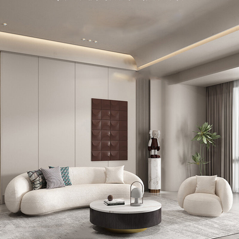 Sofá curvado contemporáneo del brazo inclinado de lana para sala de estar, apartamento