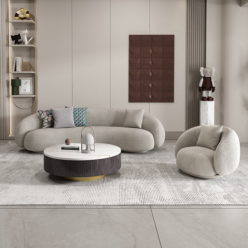 Sofá curvado contemporáneo del brazo inclinado de lana para sala de estar, apartamento