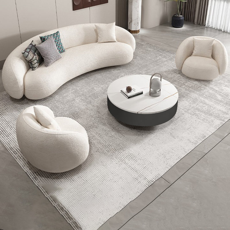 Sofá curvado contemporáneo del brazo inclinado de lana para sala de estar, apartamento