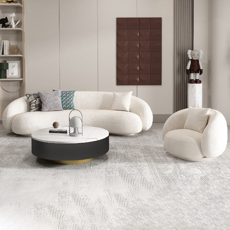 Sofá curvado contemporáneo del brazo inclinado de lana para sala de estar, apartamento