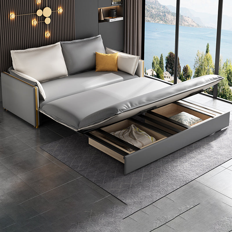 Moderno divano in vetro a fatica braccio quadrato con cuscini per camera da letto