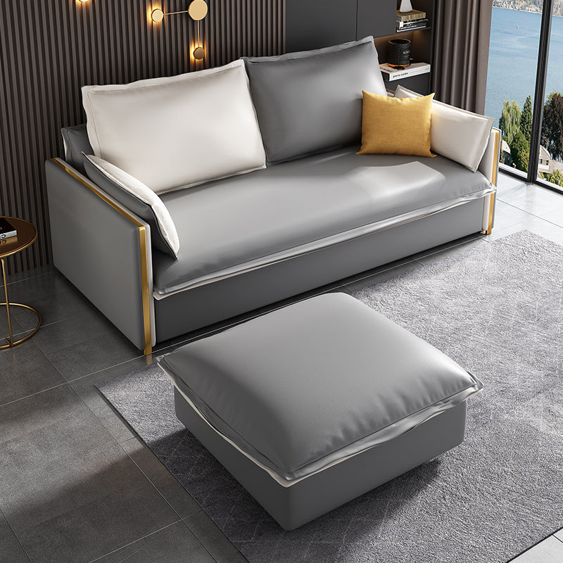 Moderno divano in vetro a fatica braccio quadrato con cuscini per camera da letto