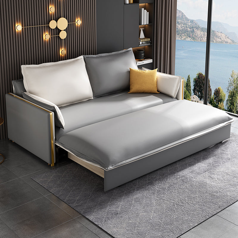 Moderno divano in vetro a fatica braccio quadrato con cuscini per camera da letto