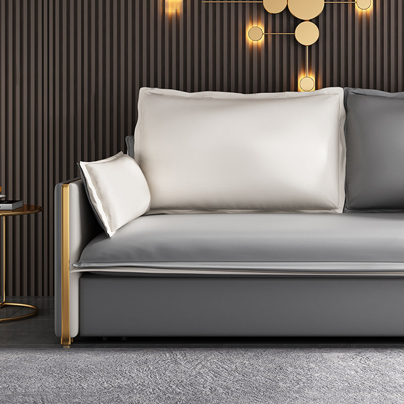 Moderno divano in vetro a fatica braccio quadrato con cuscini per camera da letto