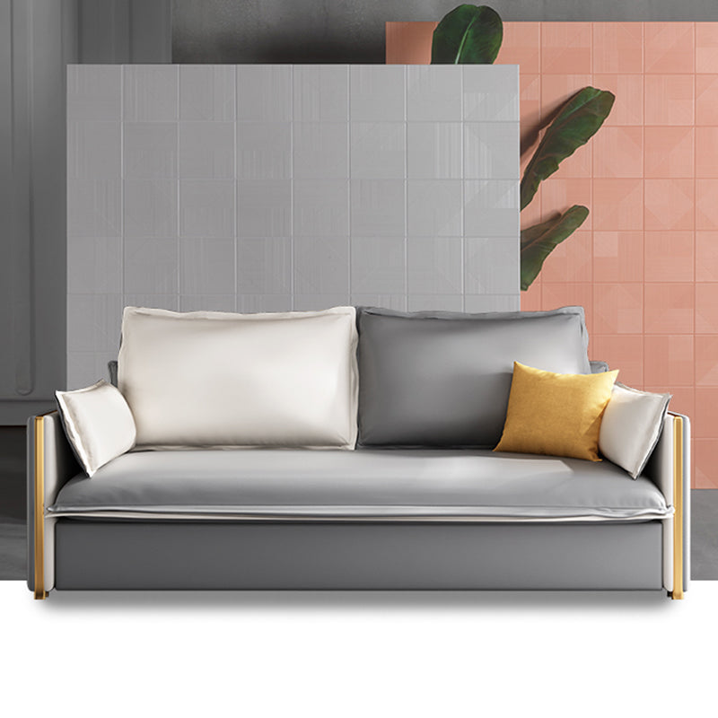 Moderno divano in vetro a fatica braccio quadrato con cuscini per camera da letto