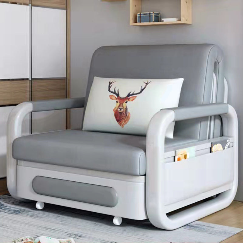 Divano a braccio quadrato moderno alla schiena stretta in grigio per soggiorno