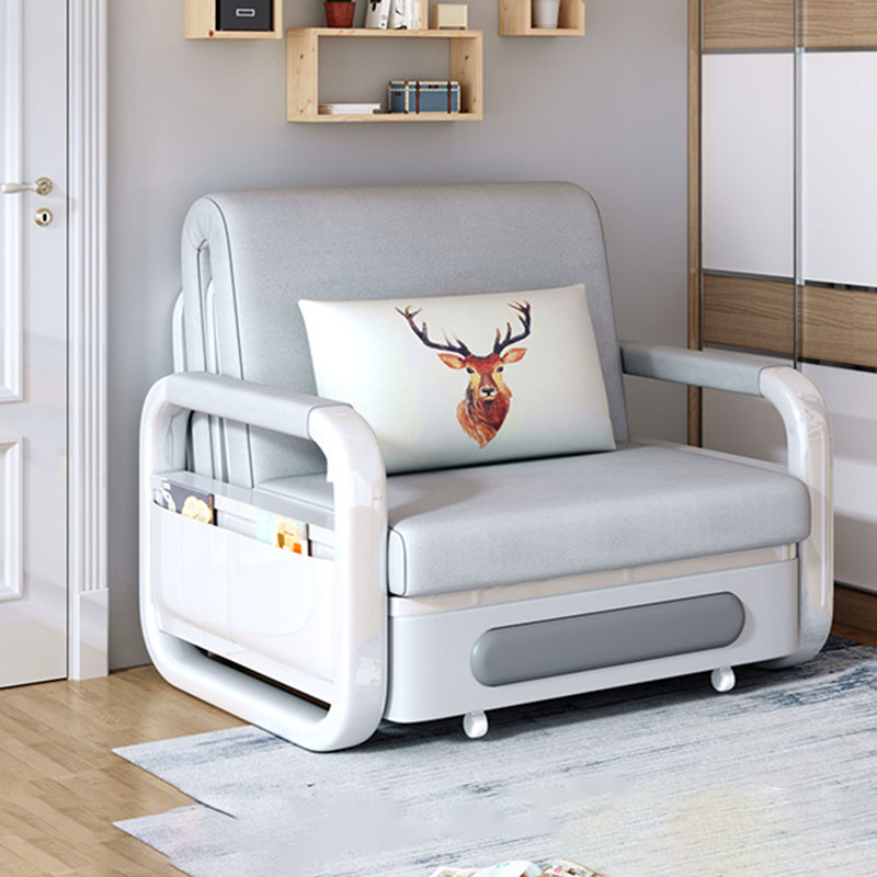 Divano a braccio quadrato moderno alla schiena stretta in grigio per soggiorno