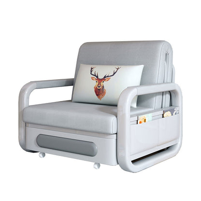 Divano a braccio quadrato moderno alla schiena stretta in grigio per soggiorno