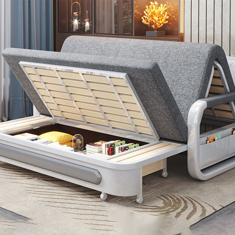 Divano a braccio quadrato moderno alla schiena stretta in grigio per soggiorno