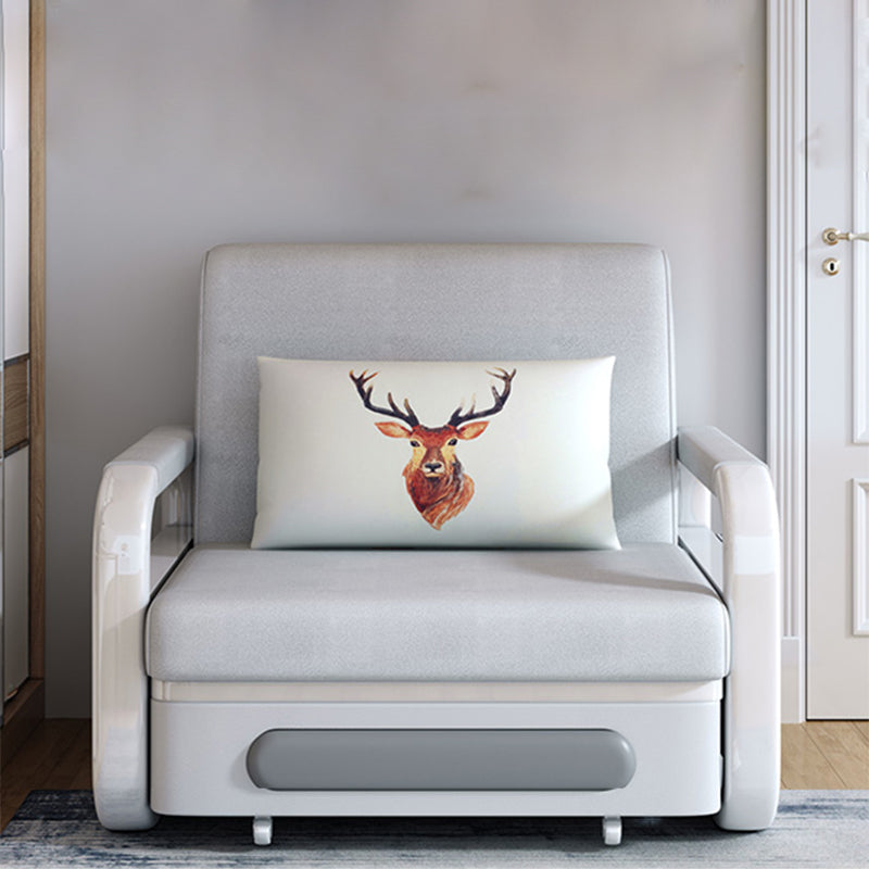 Divano a braccio quadrato moderno alla schiena stretta in grigio per soggiorno