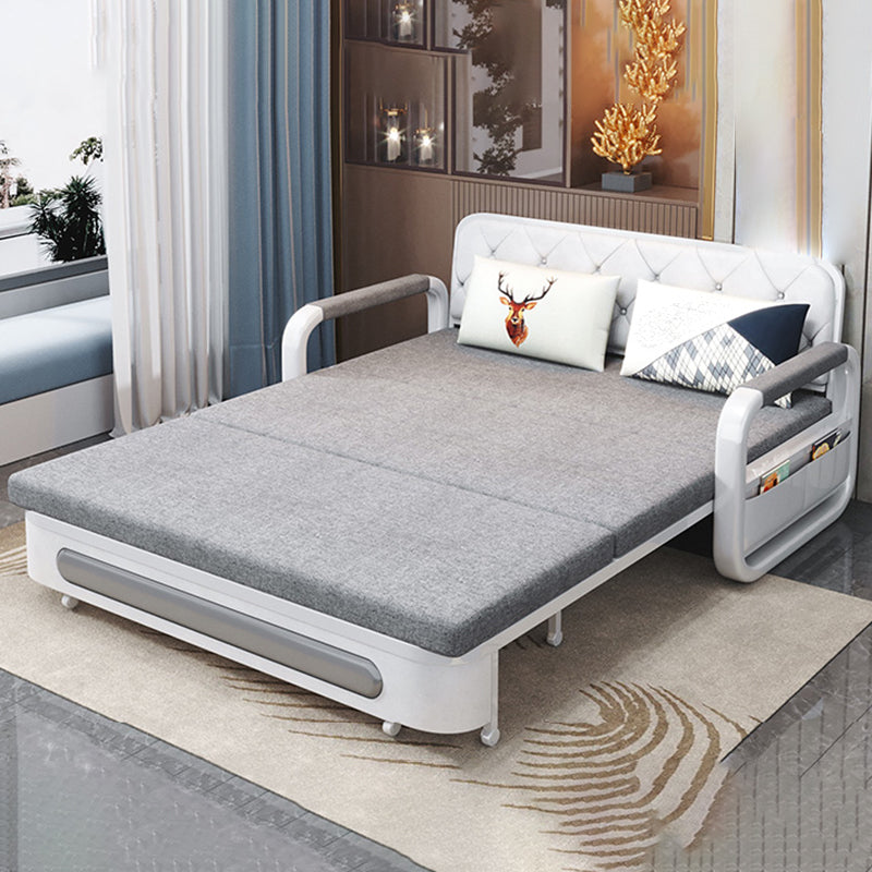 Divano a braccio quadrato moderno alla schiena stretta in grigio per soggiorno