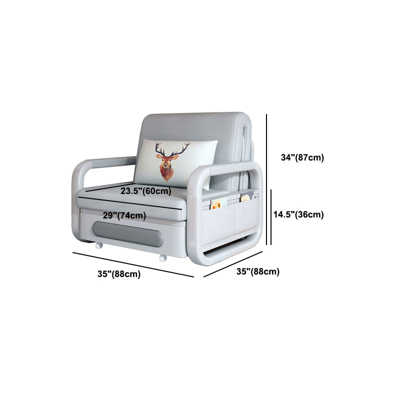 Divano a braccio quadrato moderno alla schiena stretta in grigio per soggiorno