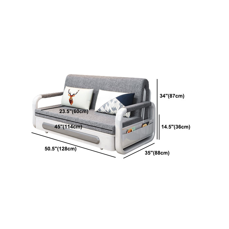 Divano a braccio quadrato moderno alla schiena stretta in grigio per soggiorno