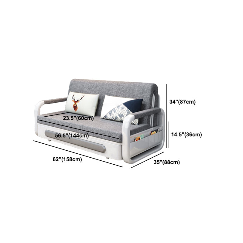 Divano a braccio quadrato moderno alla schiena stretta in grigio per soggiorno