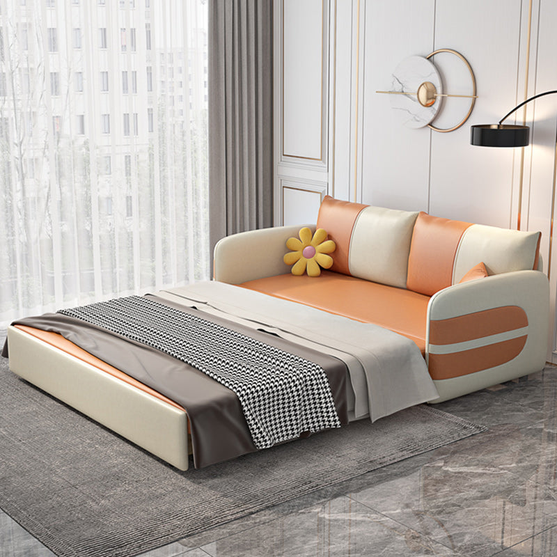 Faux Leather Stain Resistant Square Arm Modern Bed Sofa Couch Clearhalo 'furn' 'furn_sofas' 'Furniture' 'Living Room Furniture' 'Sofa' 'sofas' 5469116