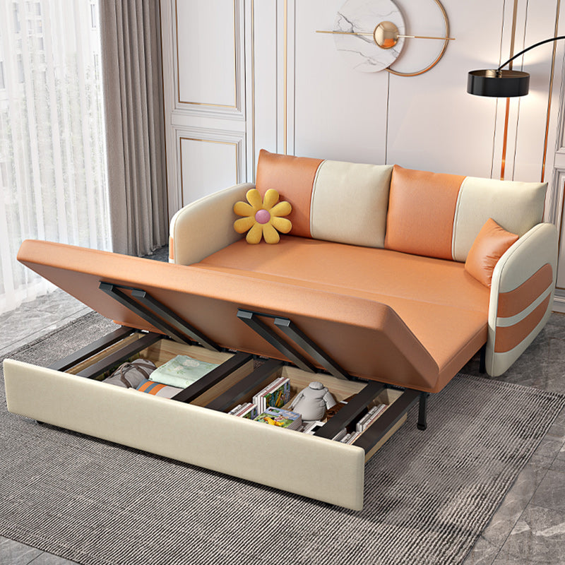 Faux Leather Stain Resistant Square Arm Modern Bed Sofa Couch Clearhalo 'furn' 'furn_sofas' 'Furniture' 'Living Room Furniture' 'Sofa' 'sofas' 5469118