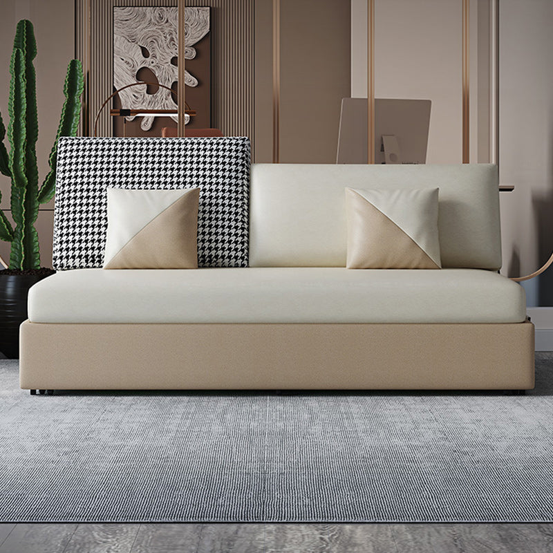 Divano di divano moderno di divano a bracciale senza bracciole resistente alla macchia in beige