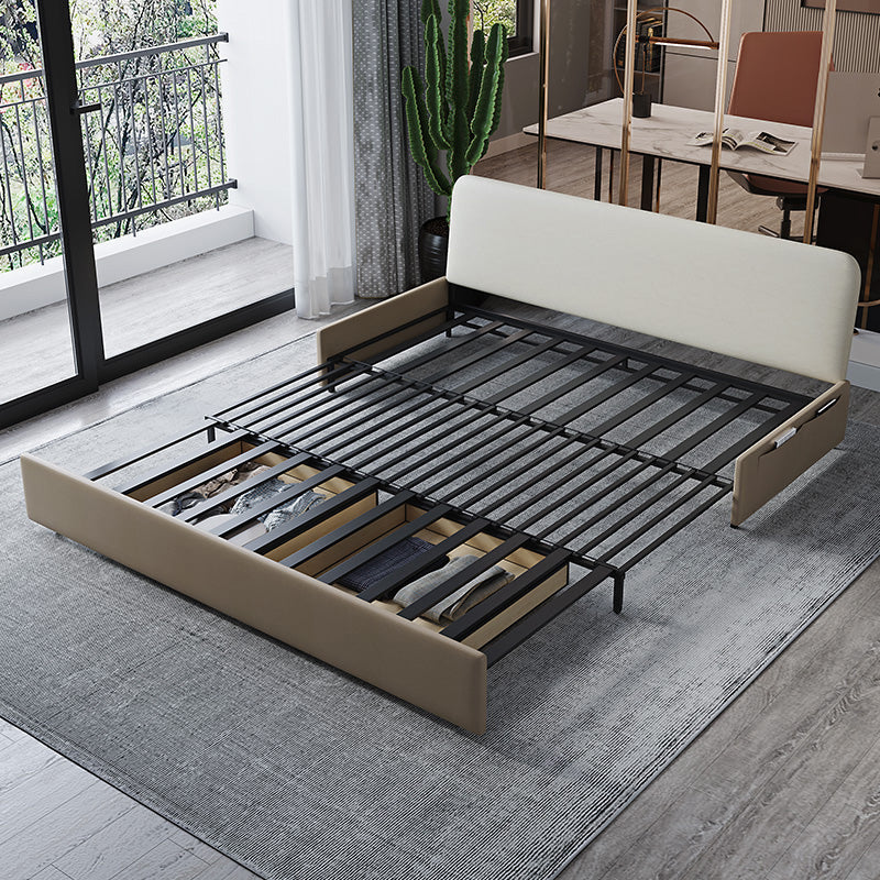 Divano di divano moderno di divano a bracciale senza bracciole resistente alla macchia in beige