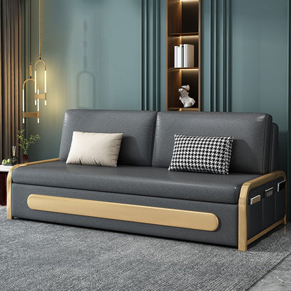 Divano di divano da letto resistente alla pelle moderna senza braccio in grigio in grigio