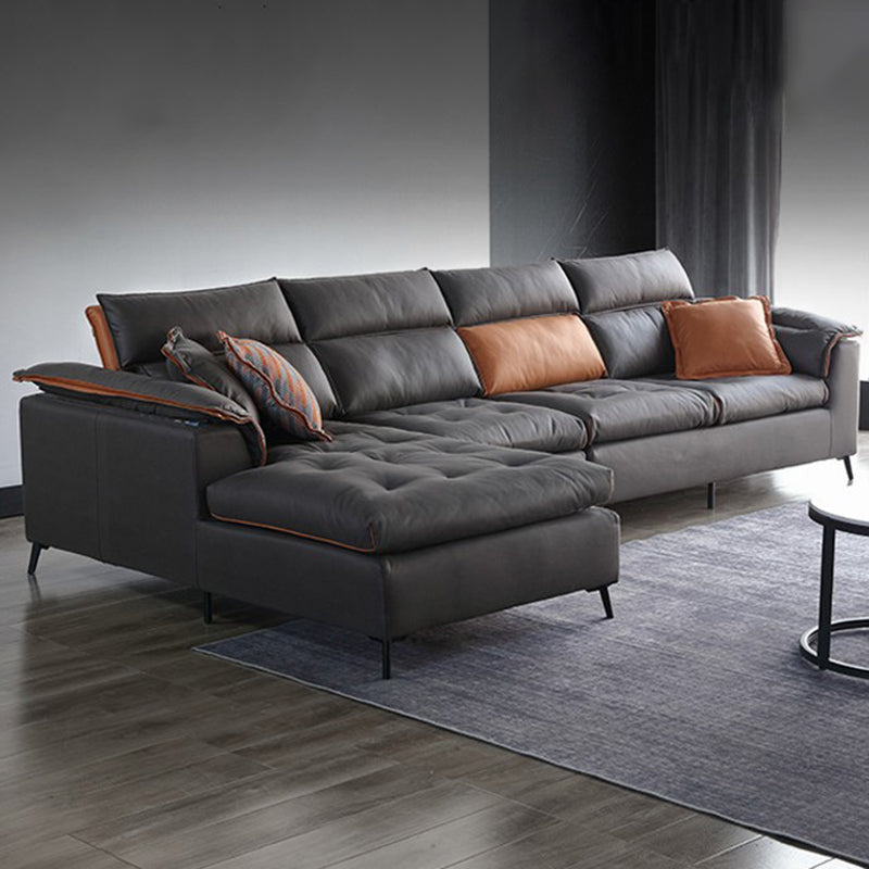 Divano trapuntato moderno e sezione resistente alle macchie chaise .41.33 pollici in grigio scuro