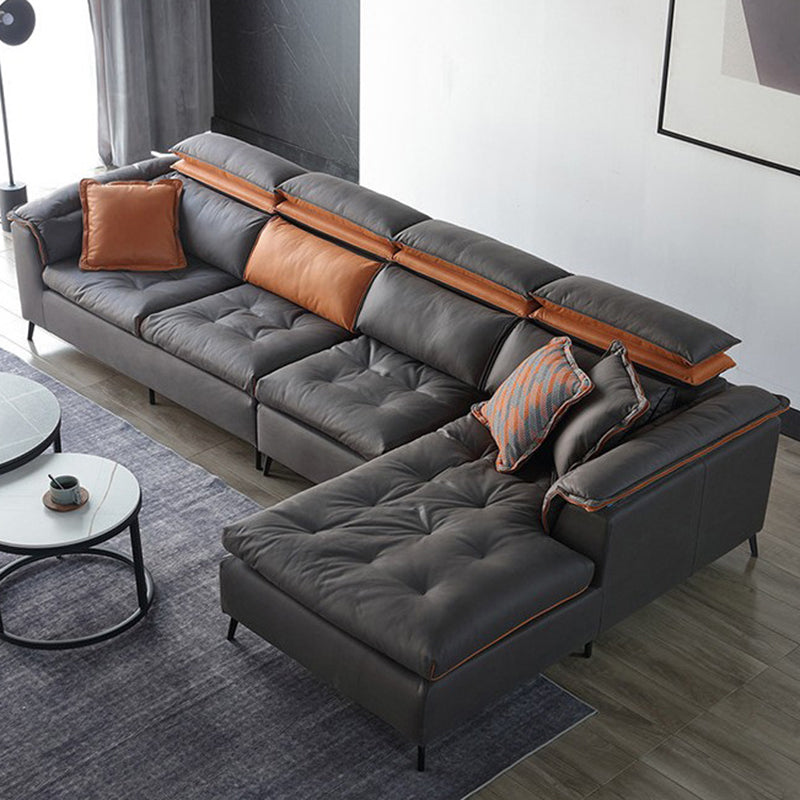 Divano trapuntato moderno e sezione resistente alle macchie chaise .41.33 pollici in grigio scuro