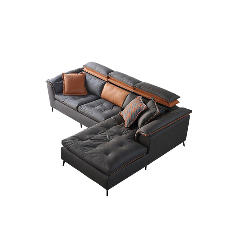 Divano trapuntato moderno e sezione resistente alle macchie chaise .41.33 pollici in grigio scuro