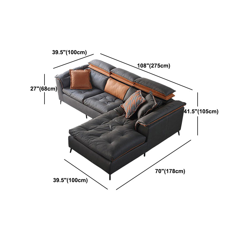 Divano trapuntato moderno e sezione resistente alle macchie chaise .41.33 pollici in grigio scuro