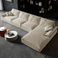 Scandinavian Cream Cushion Back Stain-Resistant Faux Leather Sofa 142"L x 71"W x 31.5"H Right Down Clearhalo 'furn' 'furn_sectionals' 'Furniture' 'Living Room Furniture' 'Sectionals' 5469253