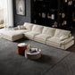 Scandinavian Cream Cushion Back Stain-Resistant Faux Leather Sofa 142"L x 71"W x 31.5"H Left Latex Clearhalo 'furn' 'furn_sectionals' 'Furniture' 'Living Room Furniture' 'Sectionals' 5469262