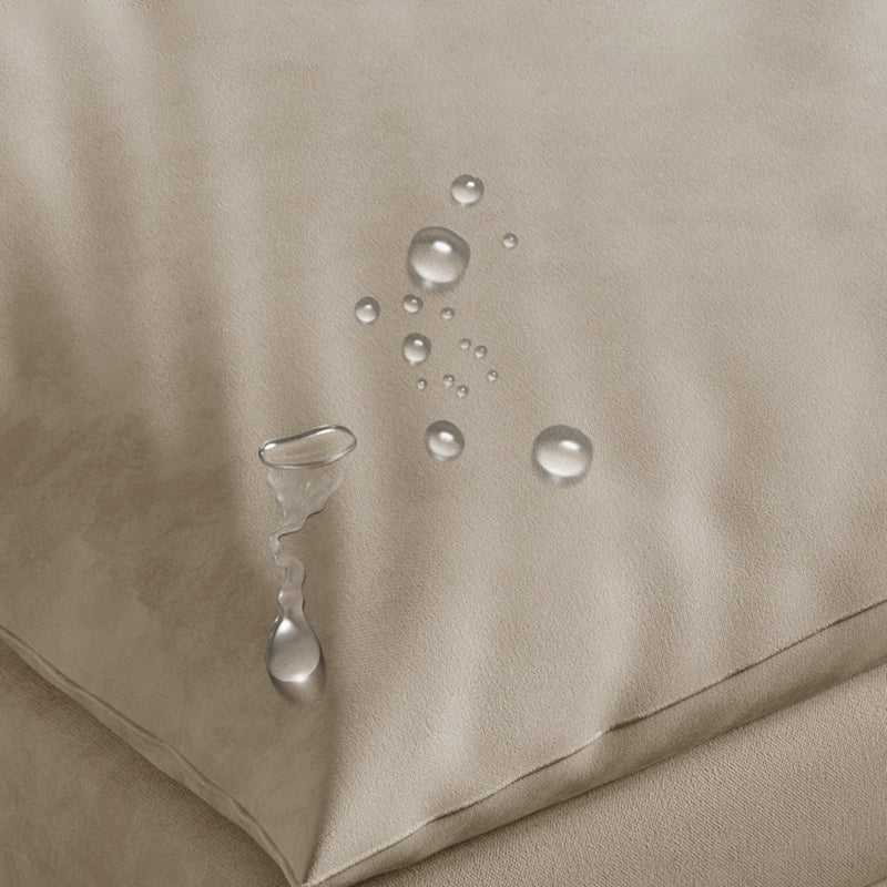 Scandinavian Cream Cushion Back Stain-Resistant Faux Leather Sofa Clearhalo 'furn' 'furn_sectionals' 'Furniture' 'Living Room Furniture' 'Sectionals' 5469263