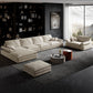 Scandinavian Cream Cushion Back Stain-Resistant Faux Leather Sofa Clearhalo 'furn' 'furn_sectionals' 'Furniture' 'Living Room Furniture' 'Sectionals' 5469271